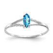 14k White Gold Blue Topaz Birthstone Ring, Size 7 - Birthstone Company
