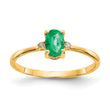 Oval Emerald & Diamond Birthstone Ring in 14K Yellow Gold