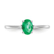 Oval Emerald & Diamond Birthstone Ring in 14K White Gold