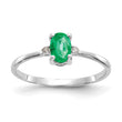 Oval Emerald & Diamond Birthstone Ring in 14K White Gold