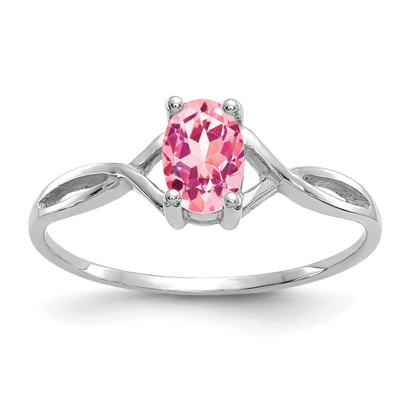 14k White Gold Pink Tourmaline Birthstone Ring, Size 7 - Birthstone Company