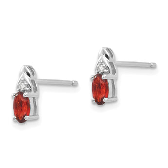 14k White Gold Garnet and Diamond Post Earrings - Birthstone Company