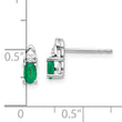 14k White Gold Emerald and Diamond Post Earrings