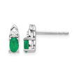 14k White Gold Emerald and Diamond Post Earrings - Birthstone Company