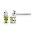 14k White Gold Peridot and Diamond Post Earrings - Birthstone Company