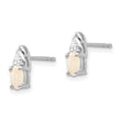 14k White Gold Opal and Diamond Post Earrings - Birthstone Company