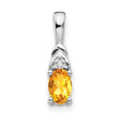 14K White Gold Citrine and Diamond Pendant - Birthstone Company