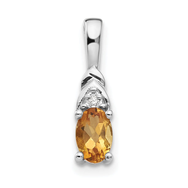 14K White Gold Citrine and Diamond Pendant
