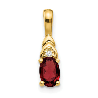 14K Garnet and Diamond Pendant - Birthstone Company
