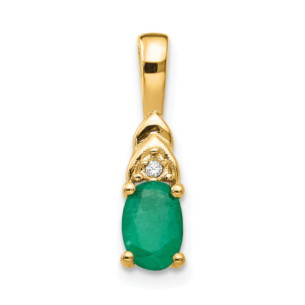 14K Emerald and Diamond Pendant