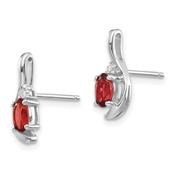 14k White Gold Garnet and Diamond Post Earrings - Birthstone Company