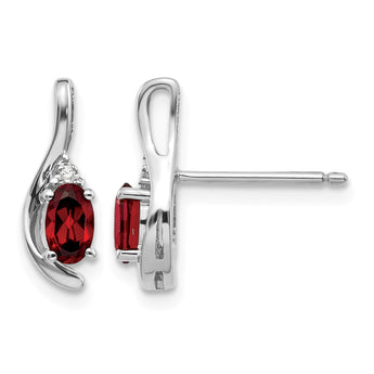 14k White Gold Garnet and Diamond Post Earrings - Birthstone Company