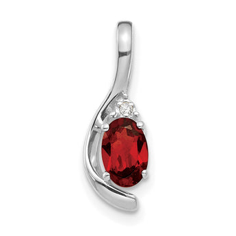 14K White Gold Garnet and Diamond Pendant - Birthstone Company