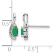 14k White Gold Emerald and Diamond Post Earrings - Birthstone Company