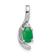 14K White Gold Emerald and Diamond Pendant