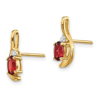 14k Garnet and Diamond Post Earrings - Birthstone Company