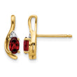 14k Garnet and Diamond Post Earrings - Birthstone Company