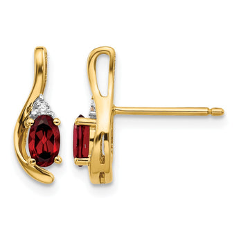 14k Garnet and Diamond Post Earrings - Birthstone Company