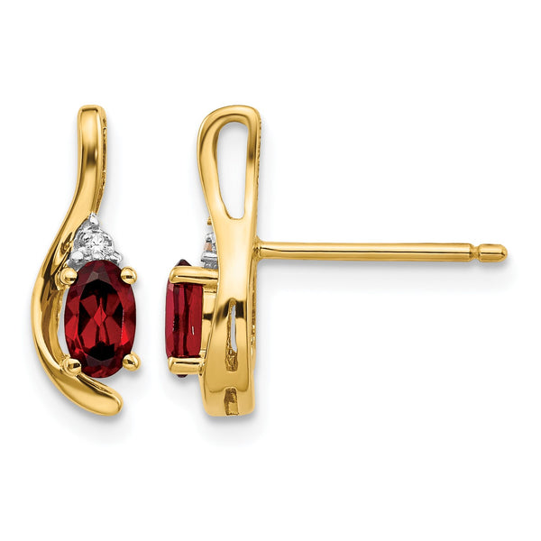 14k Garnet and Diamond Post Earrings - Birthstone Company