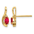 14k Ruby and Diamond Post Earrings - Birthstone Company