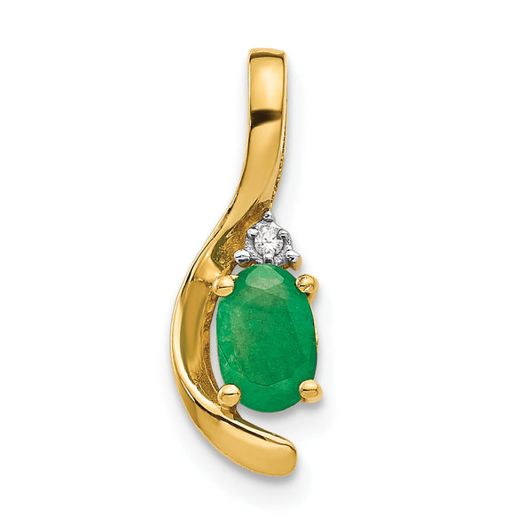 14K Emerald and Diamond Pendant