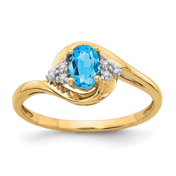 14k Blue Topaz and Diamond Ring, Size 7 - Birthstone Company