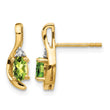 14k Peridot and Diamond Post Earrings - Birthstone Company