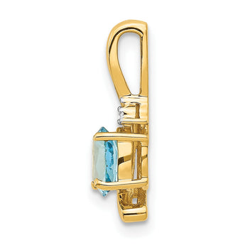 14K Blue Topaz and Diamond Pendant - Birthstone Company