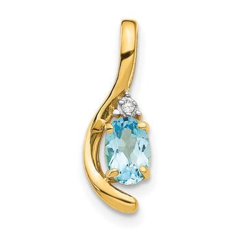 14K Blue Topaz and Diamond Pendant - Birthstone Company