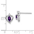 14k White Gold Amethyst and Diamond Heart Post Earrings - Birthstone Company