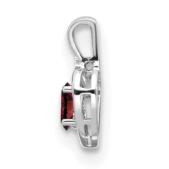 14K White Gold Garnet and Diamond Heart Pendant - Birthstone Company