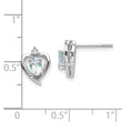14k White Gold Aquamarine and Diamond Heart Post Earrings - Birthstone Company