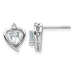 14k White Gold Aquamarine and Diamond Heart Post Earrings - Birthstone Company
