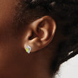 14k White Gold Peridot and Diamond Heart Post Earrings - Birthstone Company