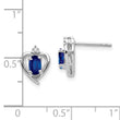 14k White Gold Sapphire and Diamond Heart Post Earrings - Birthstone Company