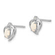 14k White Gold Opal and Diamond Heart Post Earrings - Birthstone Company