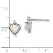 14k White Gold Opal and Diamond Heart Post Earrings - Birthstone Company
