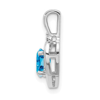 14K White Gold Blue Topaz and Diamond Heart Pendant - Birthstone Company