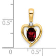 14K Garnet and Diamond Heart Pendant - Birthstone Company