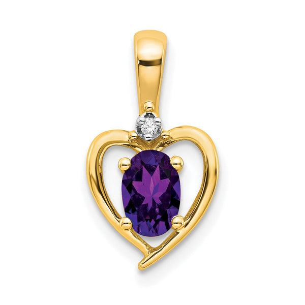 14K Amethyst and Diamond Heart Pendant - Birthstone Company