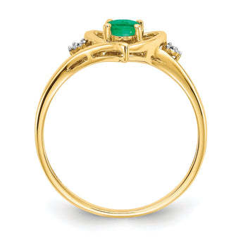 14k Emerald and Diamond Heart Ring