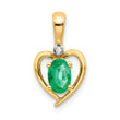 14K Emerald and Diamond Heart Pendant