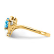 14k Blue Topaz and Diamond Heart Ring, Size 7 - Birthstone Company