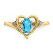 14k Blue Topaz and Diamond Heart Ring, Size 7 - Birthstone Company