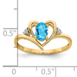 14k Blue Topaz and Diamond Heart Ring, Size 7 - Birthstone Company