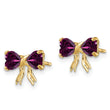 14k Gold Polished Rhodolite Bow Post Earrings - Birthstone Company