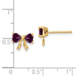 14k Gold Polished Rhodolite Bow Post Earrings - Birthstone Company