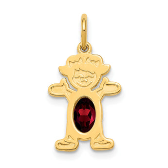 14K Girl 6x4 Oval Genuine Garnet-Jan - Birthstone Company