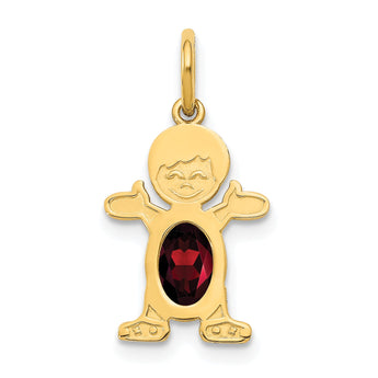 14K Boy 6x4 Oval Genuine Garnet-January - Birthstone Company