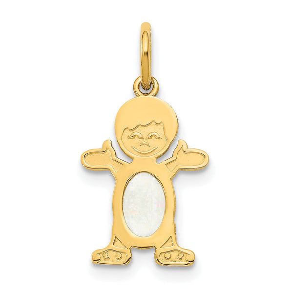 14K Boy 6x4 Oval Genuine Opal-October - Birthstone Company